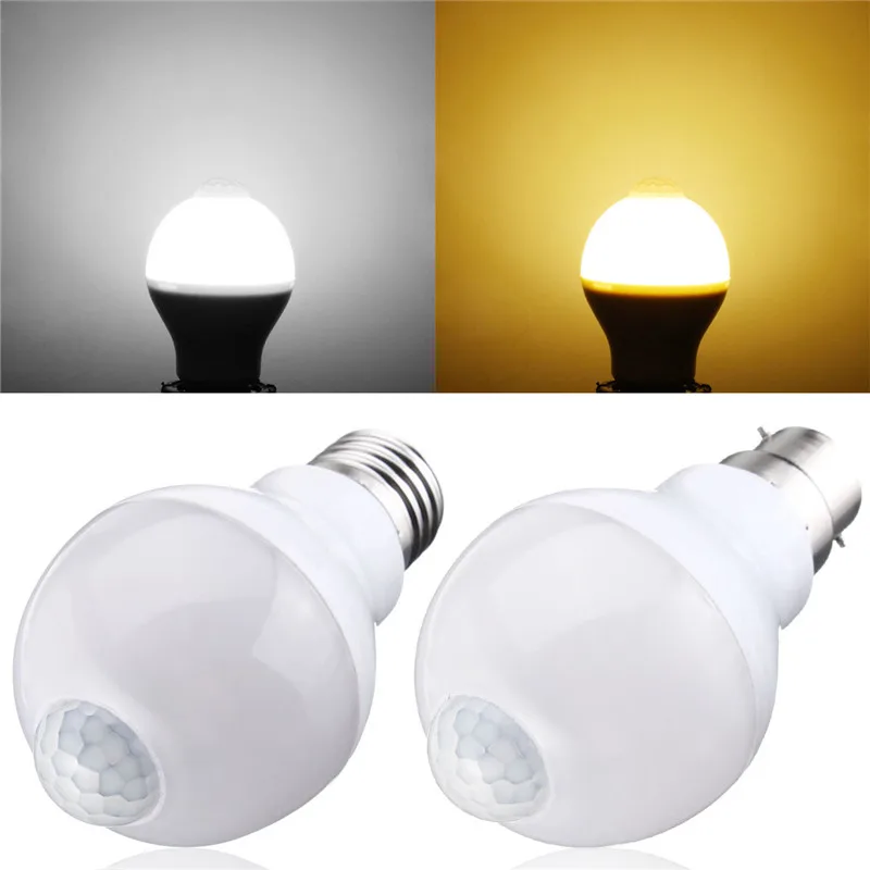 

E27/B22 5W Auto PIR Motion Sensor Detection LED Light Lamp Smart Globe Bulb Night Lighting AC85~265V