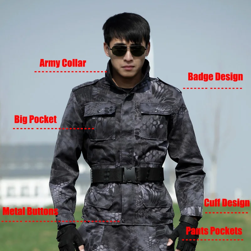 Preise Militär Uniform Schwarz Hawk Python Uniforme Militärische Taktische Kampf Jacke Cargo Hosen Anzug CS Fardas Militar Armee Kleidung Männer