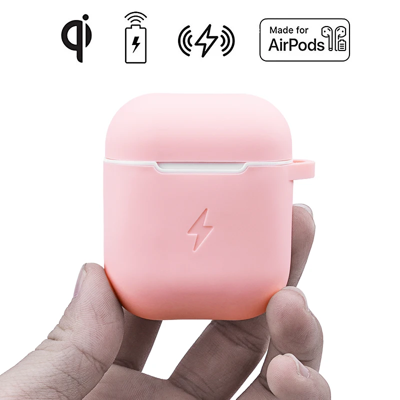 

Silicone case For Airpods Qi Wireless Charger Shock protection cover For Apple airpods cover Wireless Charging earphone case