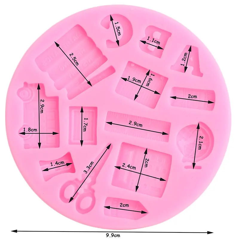 Глобус учебная книга Ножничные Детские линейка с изображением автомобиля школьная Ручка силиконовая форма помадка торт Декор для капкейков конфеты шоколадная мастика формы
