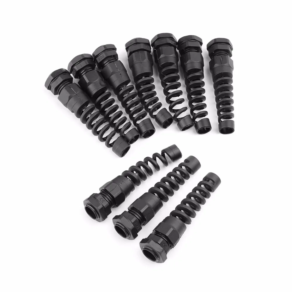 

10pcs Length 70mm Waterproof M16 PG9 Cable Connectors Spiral Strain Relief Protector