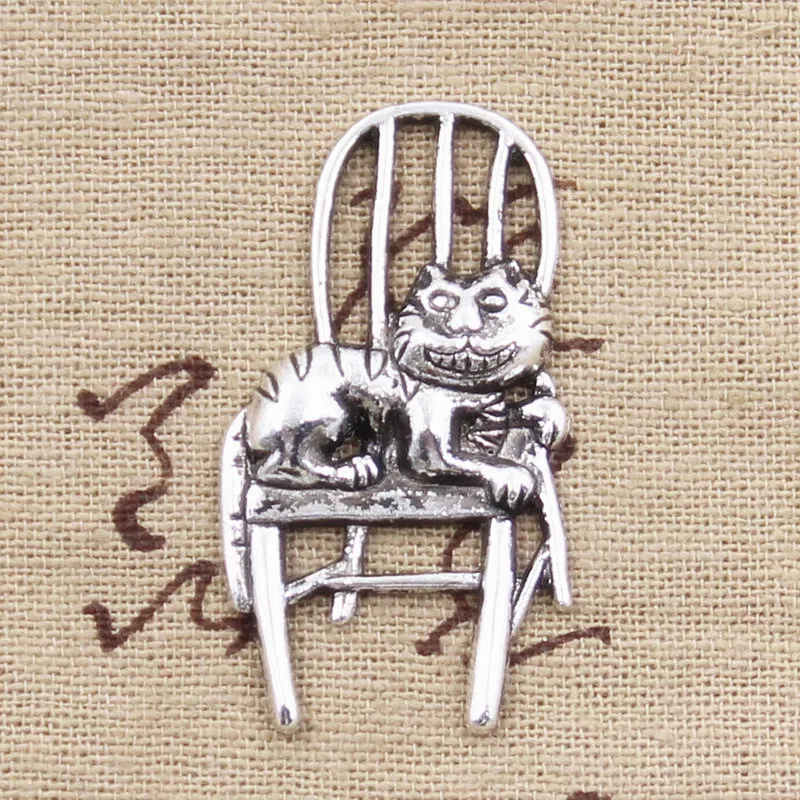 8pcs Charms lazy cat lying in chair 40*23mm Antique Silver Plated Pendants Making DIY Handmade Tibetan Silver Jewelry