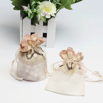 

24 pcs Free Shipping 10*14 cm White Lace Lace cloth gift Pack bag vanilla Drawstring Beam Drawstring Packaging Bag Baby Shower