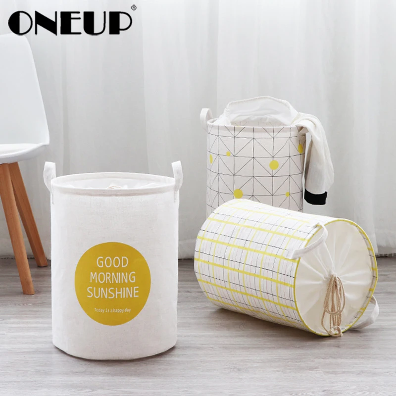 

ONEUP Folding Drawstring Laundry Basket Dirty Clothes Kids Toys Container Large Bucket Storage Barrel Organizer Storage Basket