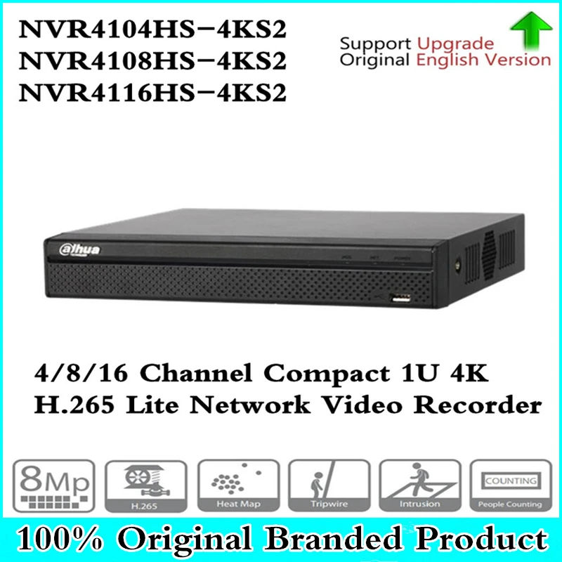

DH NVR4104HS-4KS2 NVR4108HS-4KS2 NVR4116HS-4KS2 Lite NVR 4 8 16 Channel Compact 1U 4K H.265 ONVIF 80Mbps MAX 8MP Resolution