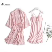 JRMISSLI женское платье из искусственного шелка, халат, платье, наборы, горячая зима, сексуальное кружевное женское платье для сна, женская пижама, Халат