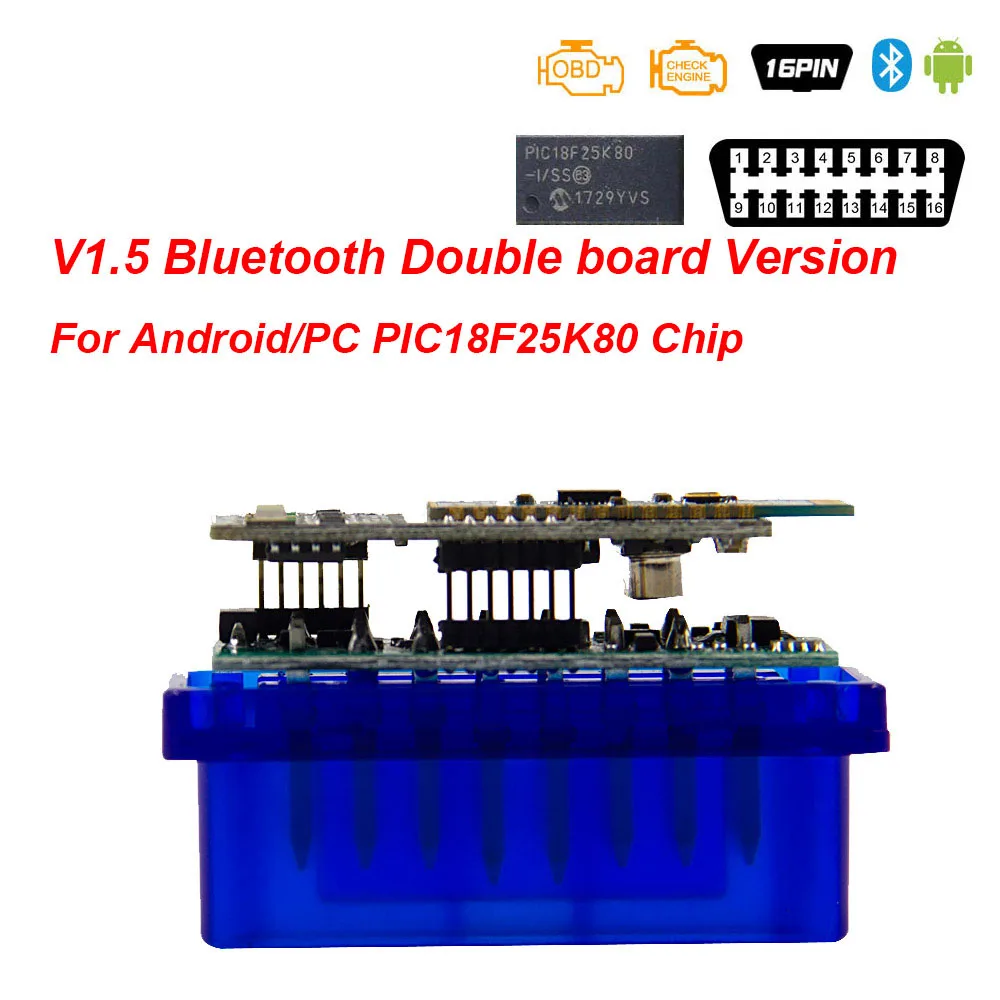 ELM 327 V1.5 OBD2 Bluetooth Wi-Fi сканер для Android/IOS elm327 V1.5 PIC18F25K80 OBD 2 OBD2 автомобильный диагностический инструмент считыватель кодов