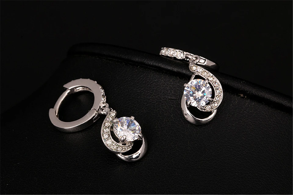 f PISSENLIT Gold Dangle Earring White Diamond Earrings Charms Women Jewelry pendientes mujer moda 2019 Hot Silver accesorios mujer