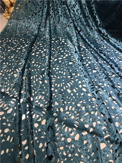 

Latest African laser cut Lace Fabrics Embroidered African Guipure French Lace Fabric With stones African party dress