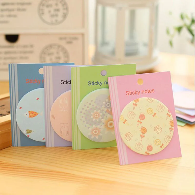 

K31 4X Kawaii Cute Rabbit Fish Flower Circle Memo Pads Sticky Notes Student Stationery Stickers School Office Supply