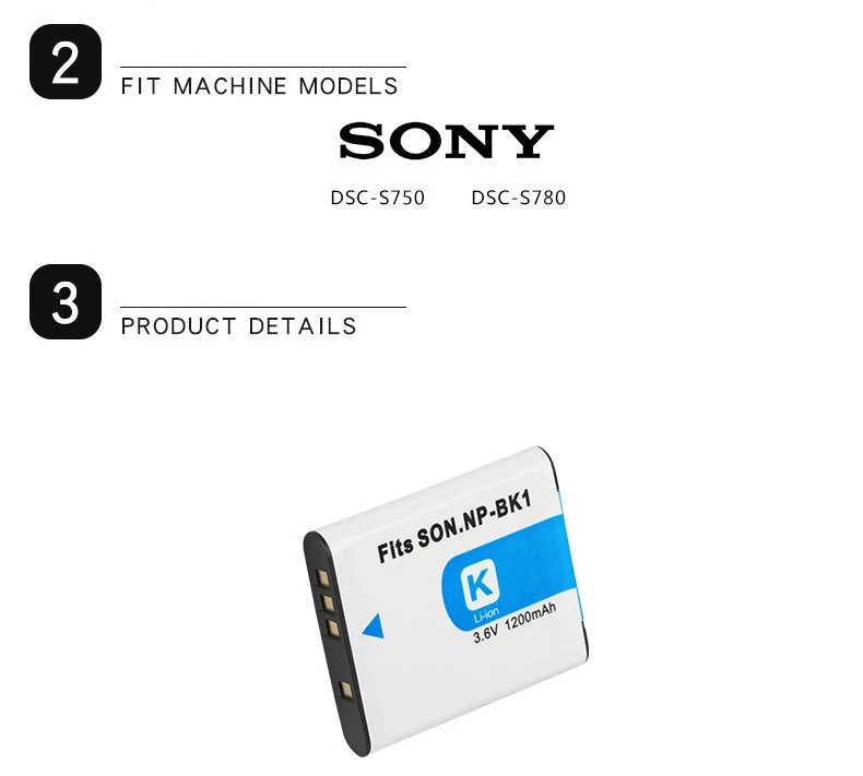 Dinto 1 шт. 1200 мА/ч, Батарея NP-BK1 NPBK1 NP BK1 Аккумуляторы для цифрового фотоаппарата пакет для sony DSC-S750 S780 S950 S980 W180 W190 W370