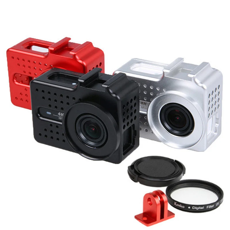 

Aluminum Frame Housing Case Protective Rugged Cage for xiaoyi 4k plus 37mm UV filter Mental Mount for yi 2 lite Camera Accessory