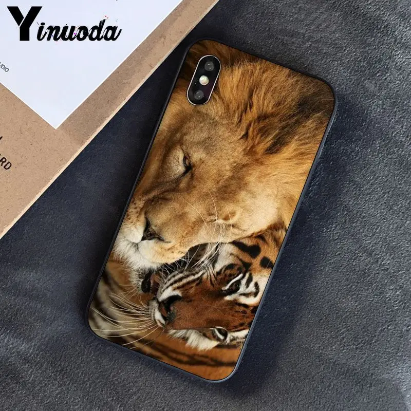 Yinuoda Lion tiger Модный милый животный черный чехол для телефона чехол для Apple iPhone 8 7 6 6S Plus X XS MAX 5 5S SE XR чехлы - Цвет: A16