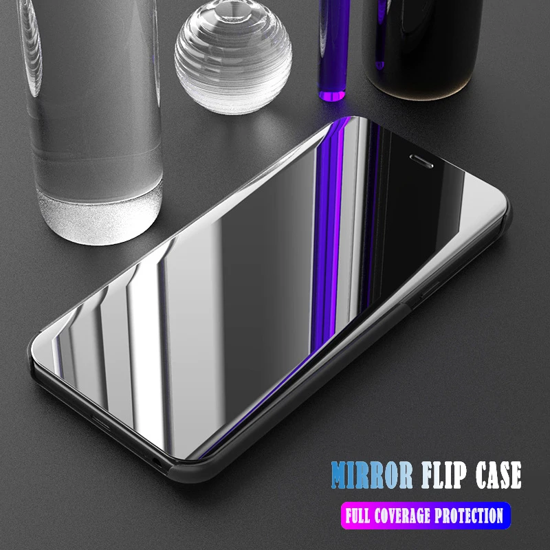 

luxury Mirror Phone Case For iphone X XR XS MAX 8 7 6 6S Plus Clear View Smart Cases Flip Stand Leather Cover For iphone 7 Caqa