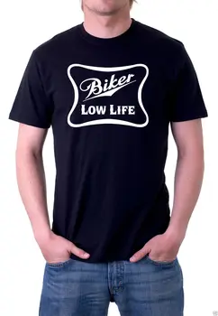 

2019 Newest Fashion BIKER LOW LIFE - Biker Shirt - Black T Shirt100% Cotton Humor Tee Shirts