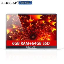 ZEUSLAP-X5, 15,6 дюймов, 1920X1080 P, 6 ГБ ОЗУ, 64 ГБ SSD, система Windows 10, ультратонкий четырехъядерный процессор Intel, ноутбук, нетбук с быстрой загрузкой