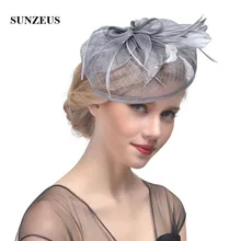 Свадебные льняные шляпы элегантные перья Великолепная официальная Вечеринка Женские аксессуары для волос для Для женщин шляпка Mariage SH31