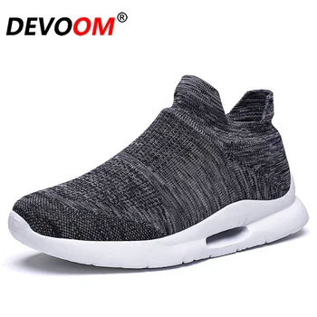

2019 New Running Shoes For Men Air Cushion Flyknit Sport Shoes Men Slip on Breathable Mesh Sock Sneakers Men Shoes Triple s 47