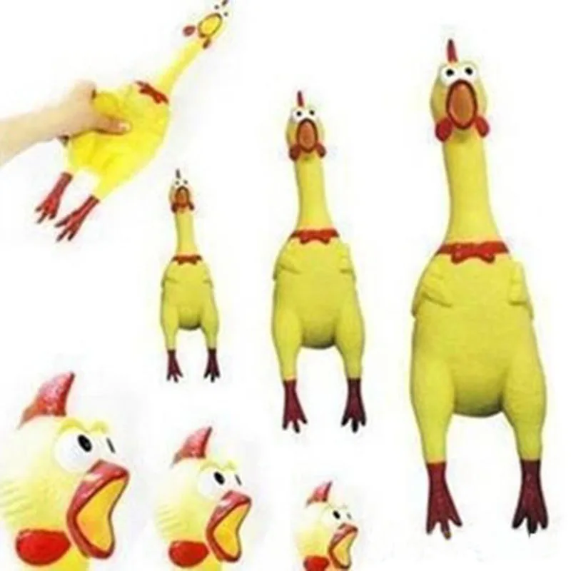 1 Pc New Personality Chic Cute Screaming Chicken Pet Dog Cat Toys Squeaker Rubber Yellow Color