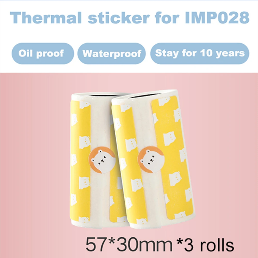 

ISSYZONEPOS Thermal Label Sticker Receipt Paper for Mini Printer IMP028 Cute Label On Work (Three Rolls Per Parcel)