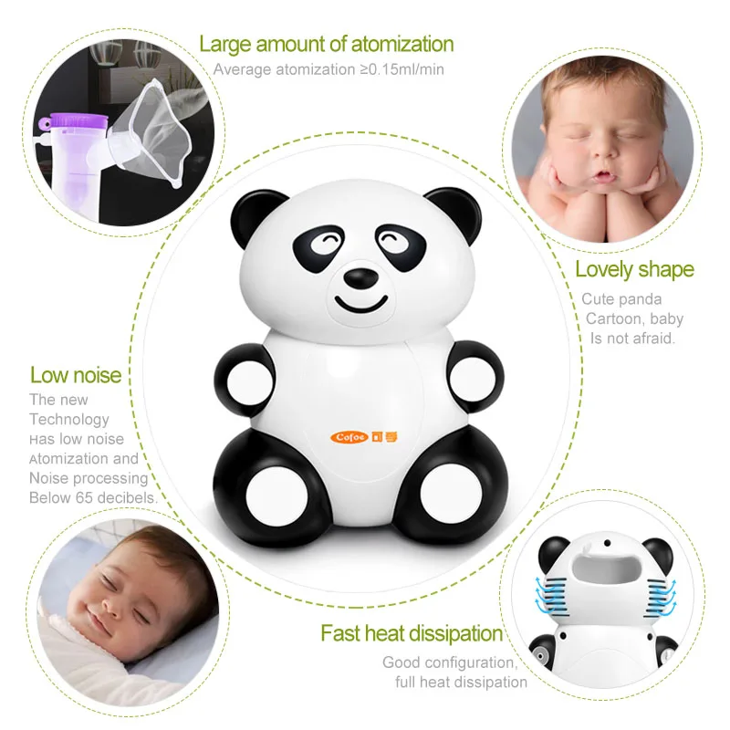 

Cofoe Household Compressor Nebulizer System Panda Cartoon Pediatric Nebulizer Atomizer Sprayer for Asthma