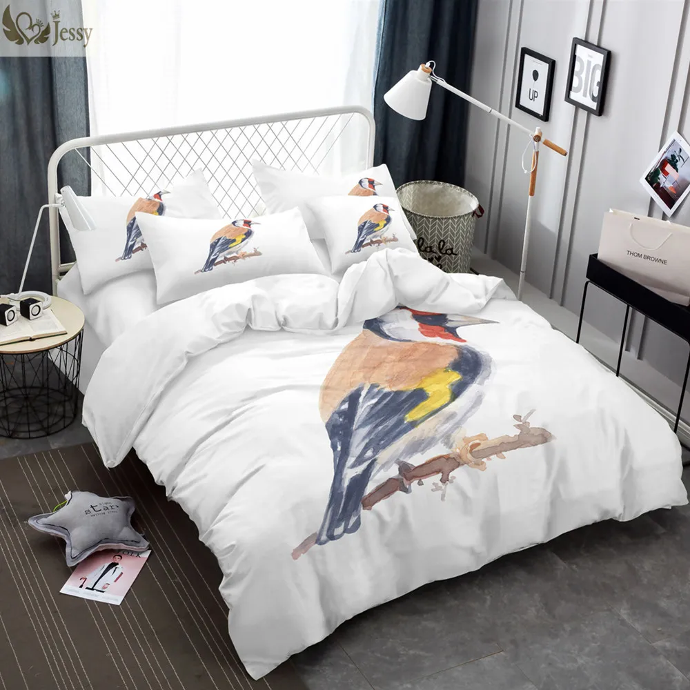 White Bird Bedding Set Digital Printed Polyester Bed Linen Pillowcases