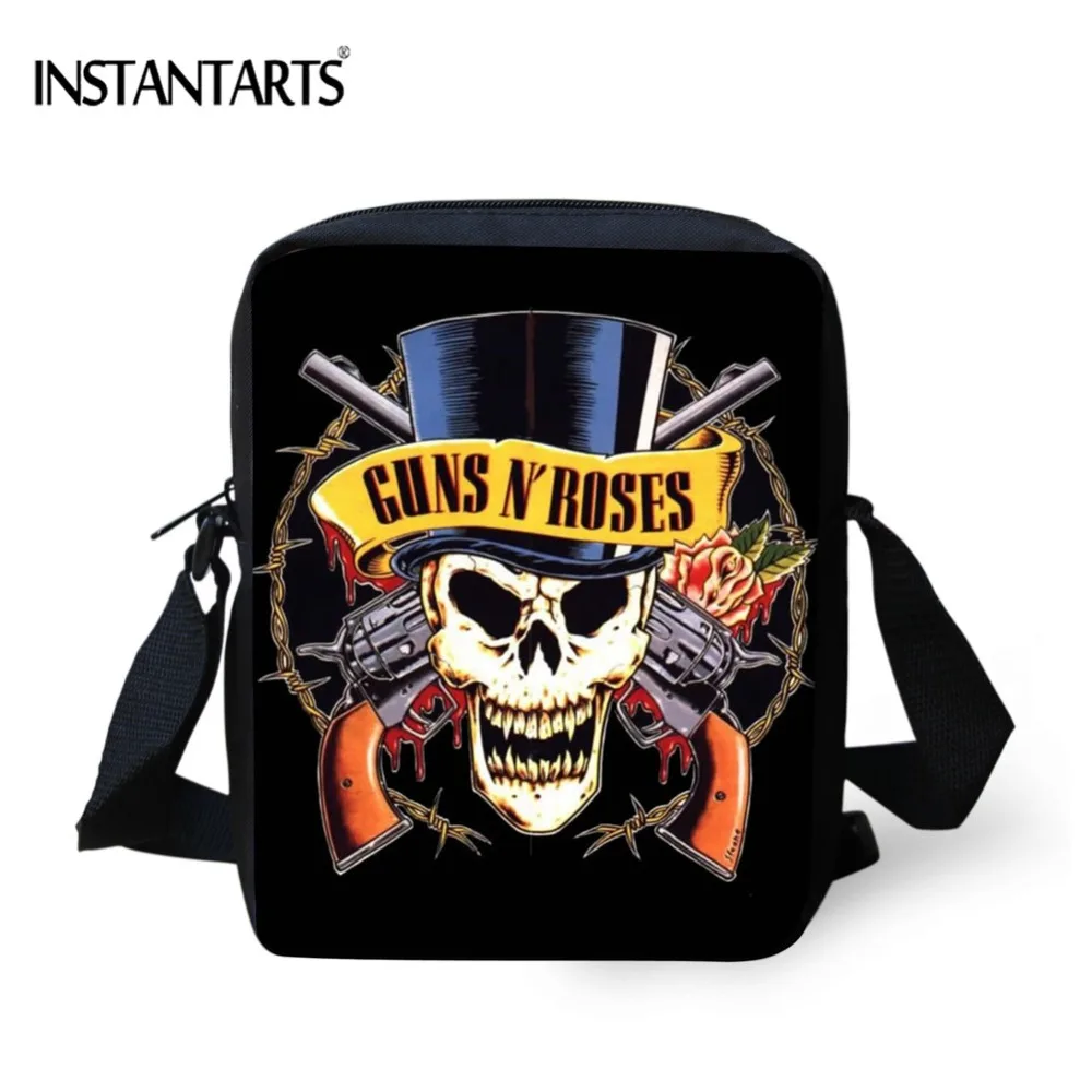 

INSTANTARTS Cool Guns N Roses Printed Bags Women Messenger Bags Ladies Small Travel Shoulder Bags Mini Crossbody Bags for Girls