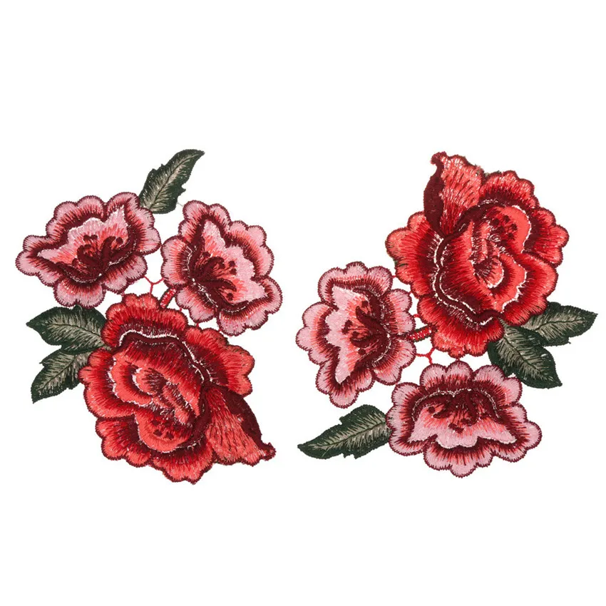 1PC DIY Embroidered Roses Floral Collar Sew Patch Sticker Applique