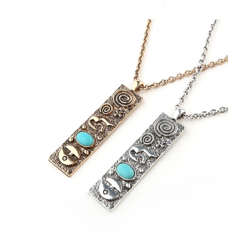 Vintage Indian Totem Pendant Necklace For Women Ethnic long Pendant Chain Necklace Fashion Jewelry Collier Colar Chunky Necklace - Image 3