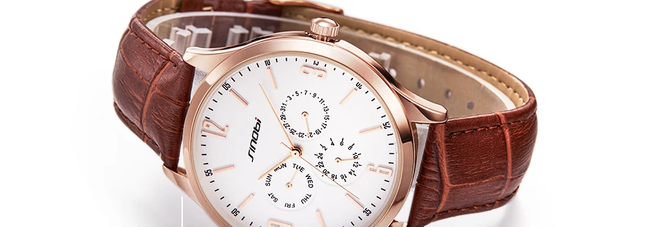 Мужские классические часы SINOBI, тонкие кварцевые наручные часы, Лидирующий бренд, спортивный коричневый кожаный ремешок, мужские часы, мужские часы 19