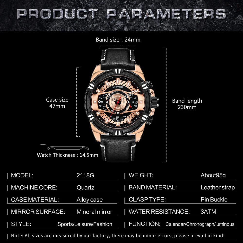 Новинка, мужские наручные часы megir, военные аналоговые часы, мужские Модные Спортивные кварцевые часы с хронографом, мужские водонепроницаемые часы