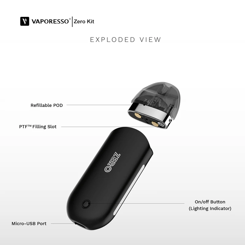 Online Freies geschenk!! vaporesso Renova Null Vape Pod System CBD 2ml Nachfüllbar Tank mit 650mAh Gebaut in Batterie 12,5 W power Vaporesso Vape