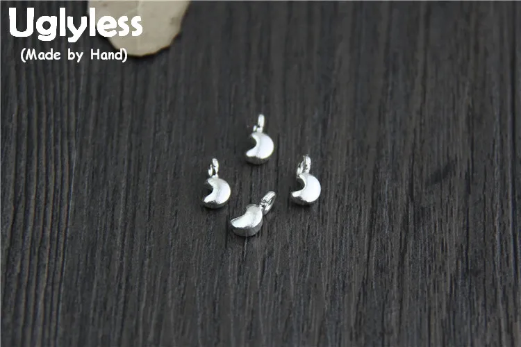 

Uglyless Real S925 Sterling Silver Moons Charms Accessories Jewelry DIY MINI Size Handmade Findings Lovely Small Pendants Bijoux