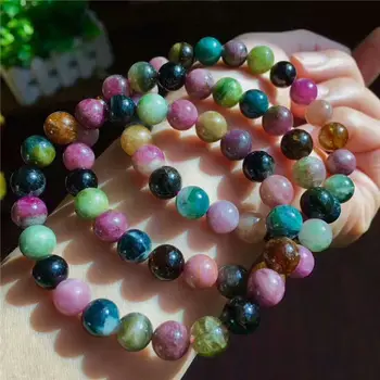 

Genuine Natural Colorful Tourmaline Crystal Round Beads Bracelet 8.8-8mm AAA