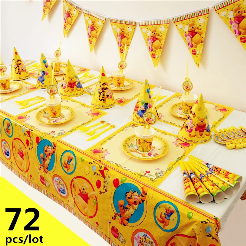 72 個高級ディズニーくまのプーさんピグレットティガーベビーシャワーの子供の誕生日パーティーの装飾パーティー用品誕生日パック Birthday Pack Birthday Partybirthday Party Decorations Aliexpress
