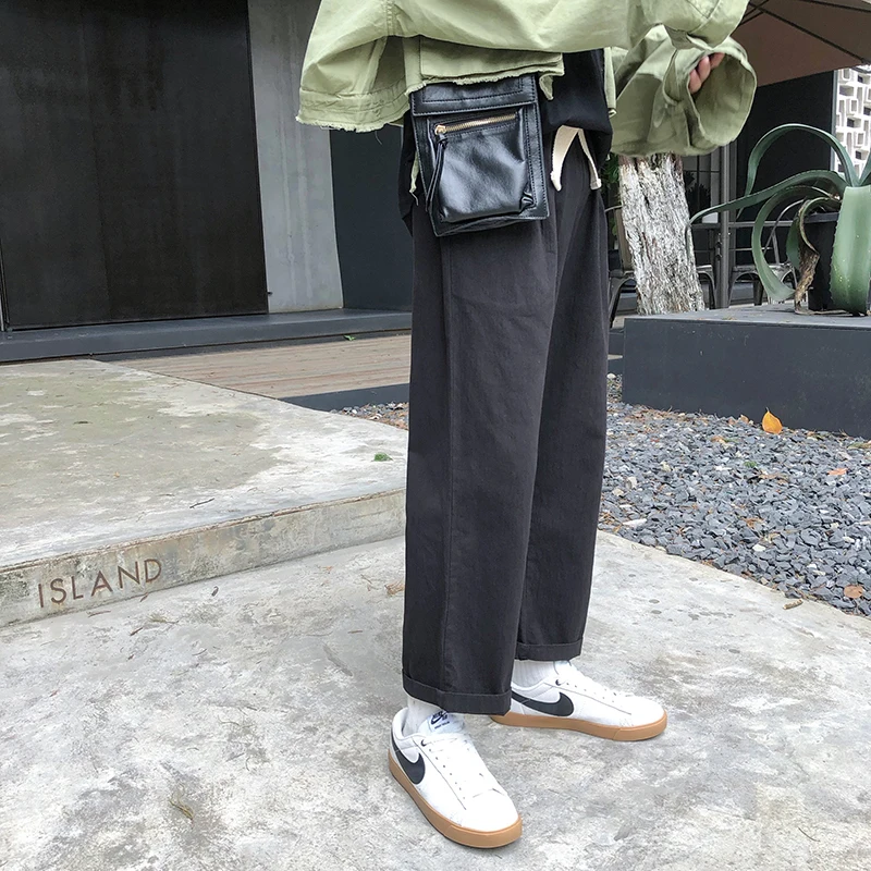 Fashion Casual Men's Wide Leg Pants Spring And AutumnNew M-2XL Solid Color Loose Cropped Pants Tricolor PersonalityYouth Popular Fashion Casual Men's Wide Leg Pants Spring And AutumnNew M-2XL Solid Color Loose Cropped Pants Tricolor PersonalityYouth Popular