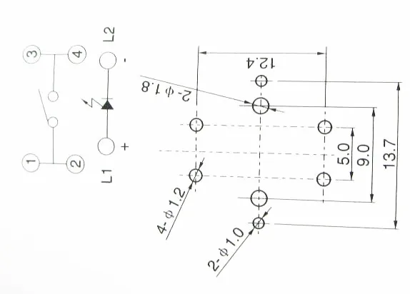 10 шт. Тактильный кнопочный переключатель Мгновенный Такт 12X12X7,0 мм светодиодный зеленый свет