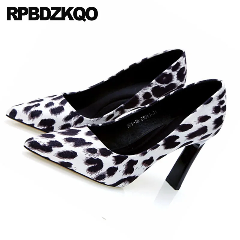 luxury leopard print high heels ladies 8cm shoes stiletto black brown thin new pointed toe size 4 34 scarpin suede 2019 pumps