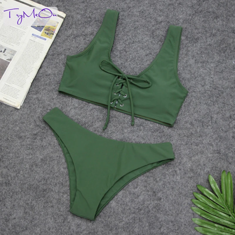 

TryMeOn High Waisted Marble Women Bikini Set Women Swimwear Bandage Bikinis Sexy Padded Bathing Suit Swimwsuit