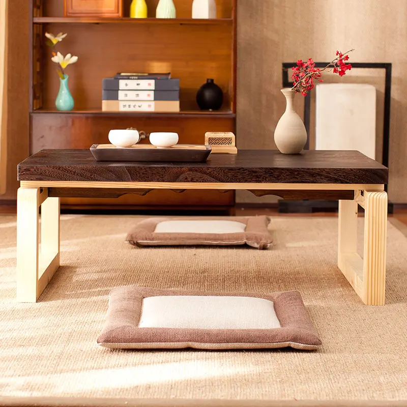 

Simple bay window table home folding solid wood table mini coffee tabl