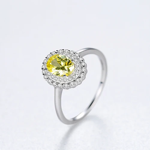 CZCITY обручальное кольцо с натуральным желтым топазом принцессы Дианы, Вильяма, Кейт Миддлтон для женщин, 925 пробы, серебро, Anillos SR0346 - Цвет камня: Цвет: желтый