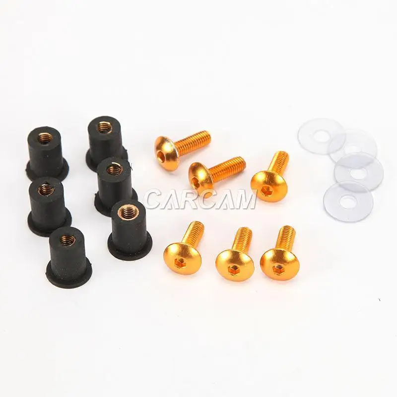 6x M5 золотые болты для лобового стекла мотоцикла винт Yamaha Kawasaki Suzuki Ducati Honda Triumph KTM Can