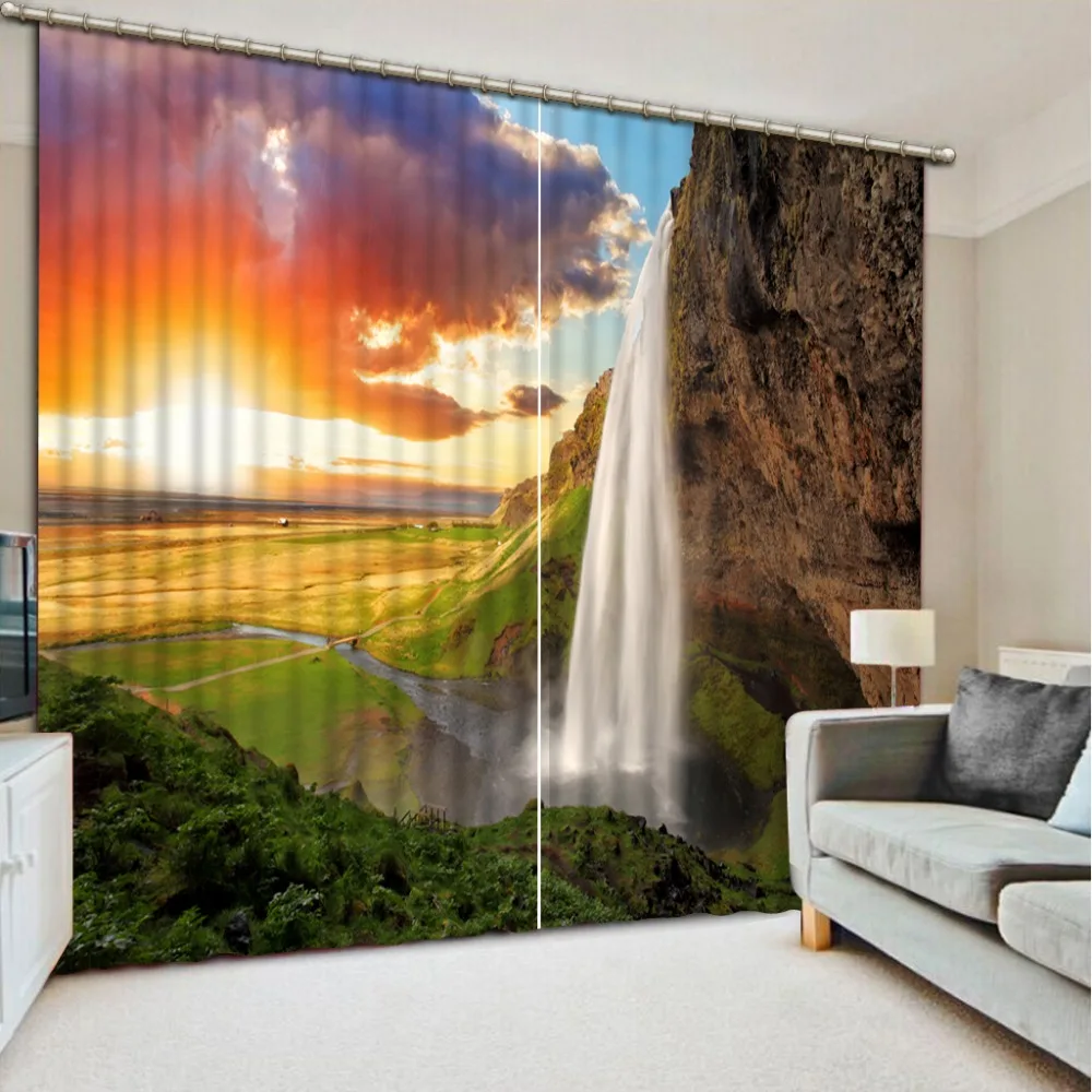 

Waterfall scenery Curtains for living room Fashion 3d curtains Modern style curtain