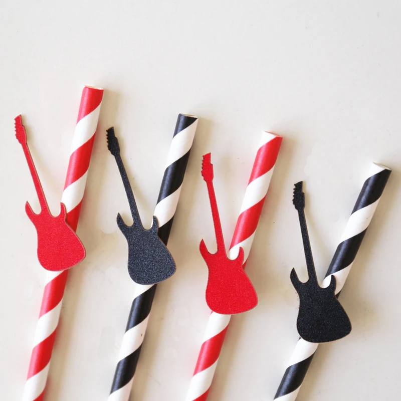 

Rockstar Guitar Straws Rock N'Roll party supplies.Electric Guitars. music theme wedding. boys birthday ideas, teens, musicians