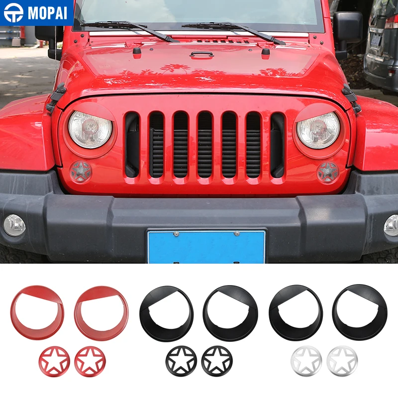 MOPAI ABS Car Headlights Cover for Jeep Wrangler JK Aluminum Front Turn