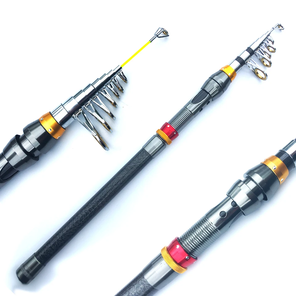 1.8m-3.6m ultralight carbon  telescopic fishing rod squid spinning sea fishing pole bass carp hard stick protable travel rod