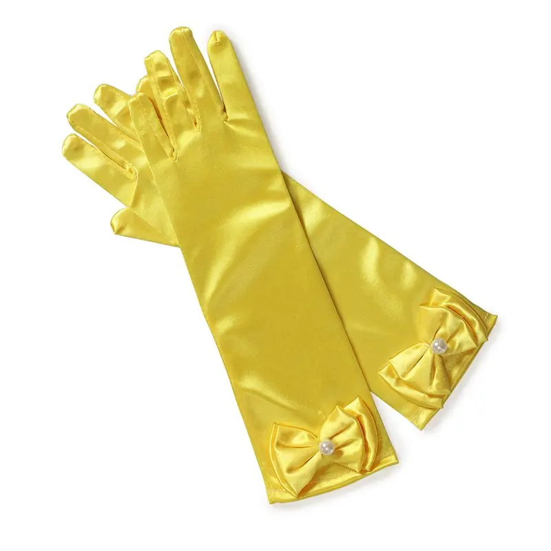 MUABABY/Аксессуары для костюмированной вечеринки принцессы для девочек, перчатки Белоснежки с принтом и перчатки для стрельбы из лука для девочек от 2 до 10 лет, красивый подарок на день рождения - Цвет: Bow Gloves - Yellow