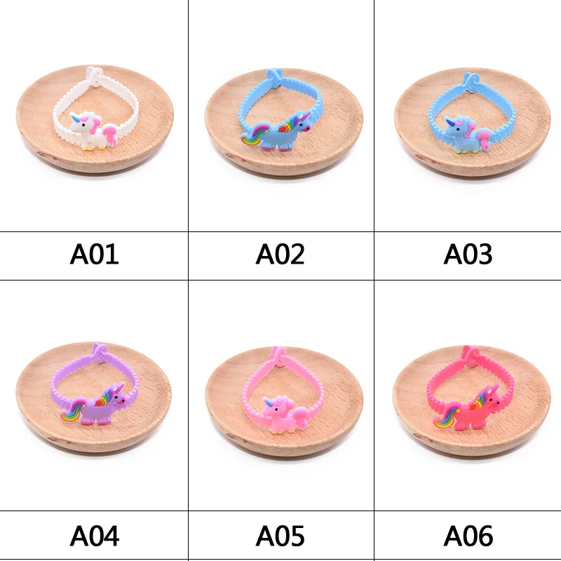 5 шт Многоцветный Модный милый браслет с единорогом силиконовый браслет детский мультфильм аниме-браслет ювелирные изделия для детей подарок на вечеринку