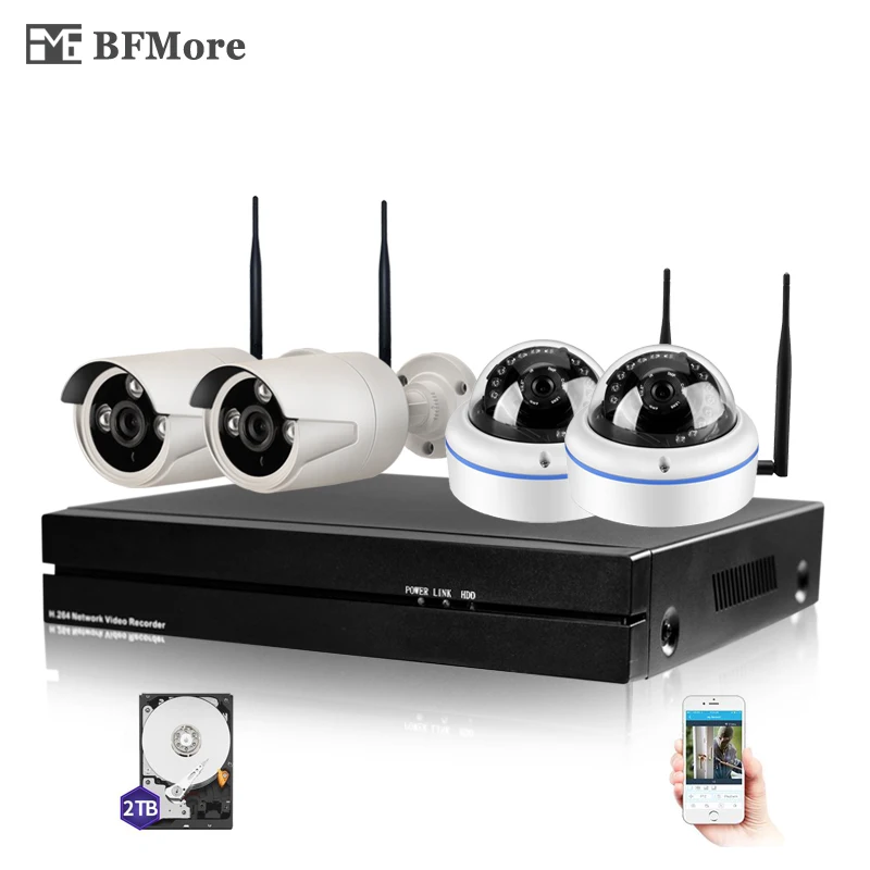 

BFMore 4CH Wireless NVR CCTV System Sony IMAX323 1080P Outdoor IP Camera WIFI Weatherproof CCTV Security Surveillance Kit
