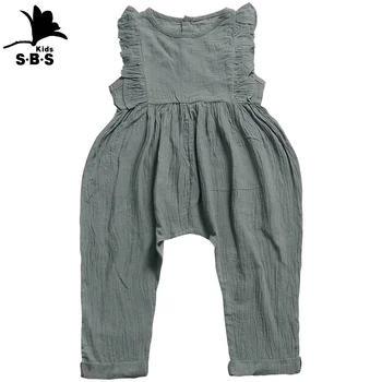 

Summer and Autumn Children's Wear Girls' Small Sleeved Rompers Cotton Pure Color Strap Jumpsuit for 6months Baby Girls Newborn